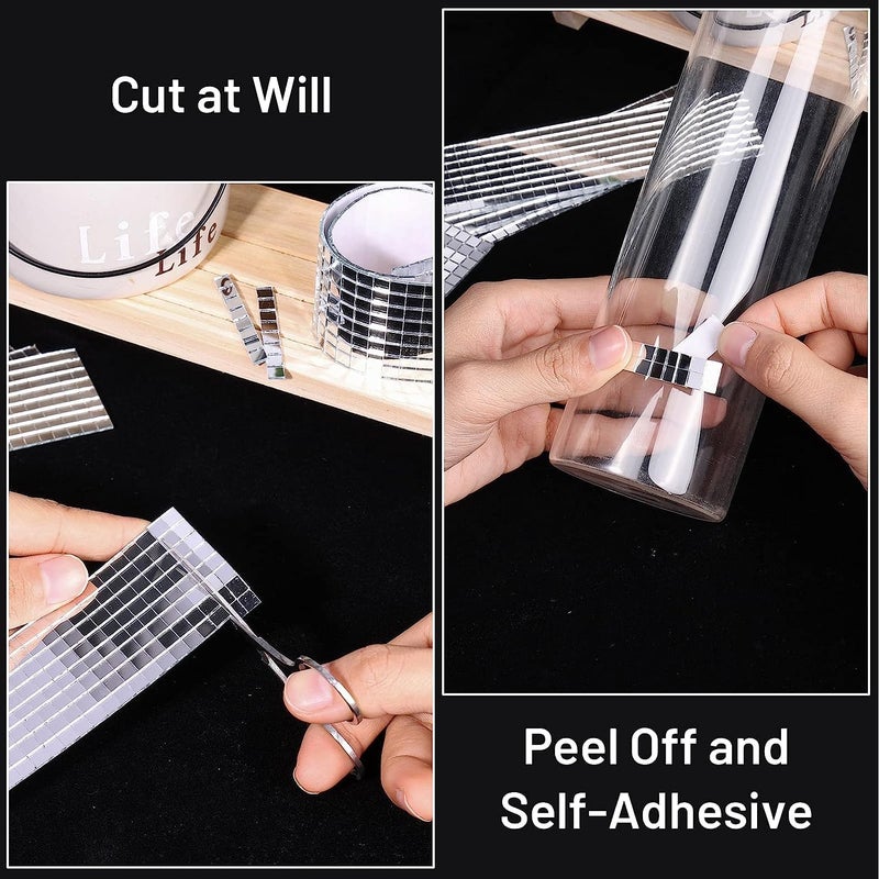 PP OPOUNT 2160 PCS Mirror Tiles Self Adhesive, 5x5mm Disco Ball Stickers for DIY Craft Decoration, Small Mirror Mosaic Tiles for Home, Vases, Photo Frames, Disco Balls and More (Silver) - Image 3